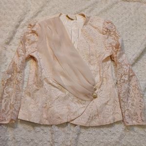 Vintage Maya Jornot Pink Lace Jacket Grandmacore Wedding Old Money 80's Vibe